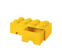 LEGO Brick with 8 Knobs and 2 Drawers YELLOW - Storage Box for LEGO, Toys, Desk Drawers, and Office Supplies, Stackable Storage Box, Home Decoration