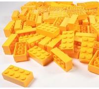 LEGO BRICKS 100 x BRIGHT LIGHT ORANGE 2x4 Pin - New - Sent in a Clear Sealed Bag