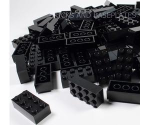 LEGO BRICKS 200 x BLACK 2x4 Pin - From Brand New Sets Sent in a Clear Sealed Bag