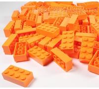 LEGO BRICKS 200 x ORANGE 2x4 Pin -From Brand New Sets Sent in a Clear Sealed Bag