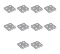 LEGO Building Plate, 2 x 2 Studs, Part 3022 (Light Bluish Gray, 10, Bricks)