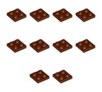 LEGO Building Plate, 2 x 2 Studs, Part 3022 (Reddish Brown, 10, Bricks)