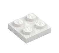 LEGO Building Plate, 2 x 2 Studs, Part 3022 (White, 100, Bricks)