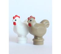 LEGO® City - 2 Chickens - White and Brown - Farm Animals