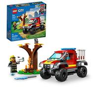 LEGO City 4x4 Fire Engine Rescue Truck 60393, Toy for 5 Plus Year Old Boys & Girls, Set with Water Element Launcher, Firefighter Minifigure and Cat Figure