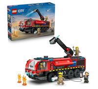 LEGO City Airport Fire Engine Truck Toy - Emergency Vehicle Model Kit w/ 4 Firefighter Minifigures - Birthday Gift Idea for 7+ Year Old Boys & Engineering Fans - 60499