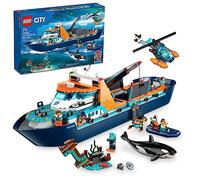 LEGO City Arctic Explorer Ship 60368 Building Toy Set, Fun Toy Gift for 7 Year Old Boys and Girls, with a Floatable Boat, Helicopter, Dinghy, ROV Sub, Viking Shipwreck, 7 Minifigures and an Orca
