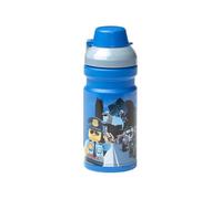 LEGO City Drinking Bottle - 390 ml, Durable PP/Silicone - Fun and Practical Kids Water Bottle with Covered Spout, Sports Water Bottle, Blue / Grey