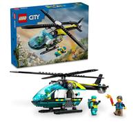LEGO City Emergency Rescue Helicopter, Toy Aircraft Playset for Kids, Fun Gift for Boys and Girls Aged 6 Plus, Hiker, Rescuer, and Pilot Minifigures, Chopper with Winch and Spinnable Rotors, 60405
