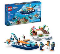 LEGO City Explorer Diving Boat 60377 Ocean Building Toy, Includes a Coral Reef Setting, Mini-Submarine, 3 Minifigures and Manta Ray, Shark, Crab, 2 Fish and 2 Turtle Figures
