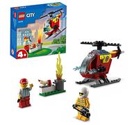 LEGO City Fire Helicopter 60318 Building Kit for Kids Aged 4+; Includes Firefighter and Vendor Minifigures with Accessories, Including Toy Walkie-talkie, Bread and 2 Hotdog Elements (53 Pieces)