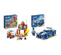 LEGO City Fire Station and Fire Engine Learning Toys for Kids 4 Plus Years Old Boys & Girls & 60312 City Police Car Toy for Kids 5 plus Years Old with Officer Minifigure, Small Gift Idea