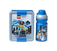 LEGO CITY LUNCH SET - Fun & Functional 390ml Bottle & Lunch Box for Kids & Adults, Dishwasher Safe, Perfect for Meals on the Go, Grey & Blue