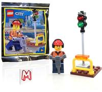 LEGO City Minifigure - Construction Worker/Builder with (Traffic Light and Jackhammer) Foil Pack