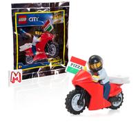 LEGO City Minifigure - Pizza Delivery Guy on Motorcycle (Limited Edition)