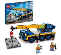 LEGO City Mobile Crane 60324 Building Kit; Toy Construction Vehicle with Working Boom, Outriggers and Winch System; Includes Driver and Worker Minifigures; For Boys and Girls Aged 7+ (340 Pieces)