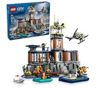 LEGO City Police Prison Island Toy Building Set, Birthday Gift for Boys and Girls Ages 7 Plus, Imaginative Play, Helicopter Toy, Boat Toy and Dinghy, 7 Minifigures with Dog and Shark Toy, 60419