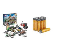 LEGO City RC Cargo Train, 32 tracks/signals, 6+ years, 60198, & Amazon Basics AAA Alkaline 12 pack, 10yr shelf
