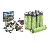 LEGO City RC Cargo Train, 32 tracks/signals, 6+ years, 60198, & Amazon Basics AAA Rechargeable 12 pack, 850mAh