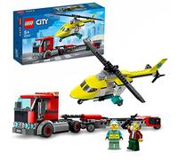LEGO City Rescue Helicopter Transport 60343 Building Kit for Children Aged 5 and Up, Featuring a Toy Truck with a Helicopter Trailer, Plus Driver and Pilot Minifigures (215 Pieces)