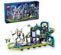 LEGO City Robot World Roller-Coaster Park Adventure Toy, Arcade Themed Roller Coaster Set with Posable Mech Action Figure and 8 Minifigures, Creative Gift for Boys, Girls and Kids Ages 8 and Up, 60421
