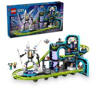 LEGO City Robot World Roller-Coaster Park Adventure Toy Arcade Themed Roller Coaster Set with Posable Mech Action Figure and 8 Minifigures Creative