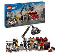 LEGO City Scrapyard with Cars - Construction Toy with Crusher, Crane, 2 Car Toys, 4 Worker Minifigures & an Office Building - Birthday Gifts for 8+ Year Old Boys & Girls - 60472