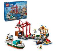 LEGO City Seaside Harbor with Cargo Ship Toy, Model Container Crane and Boat with 8 Minifigures Included, Building Set for Boys and Girls Ages 8 and Up, Kids Gift Idea, 60422