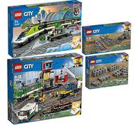 Lego City Set of 4: 60337 Passenger Express Train, 60198 Freight Train, 60238 Turnouts & 60205 Rails