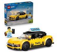 LEGO City Yellow Taxi Cab Toy EV Car Model Kit w/ 2 Minifigures & Removable ...