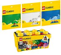 LEGO Classic 10696 - Set of 4 Medium Building Blocks 11023 Green Panel 11025 Blue and 11026 White Plate