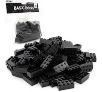 Lego Classic 2 x 4 Bricks 100 Pieces - Separate Building Blocks in Large Packaging for Lego Plate and Box Beginners Set | Basic Bricks (3001) (Black)
