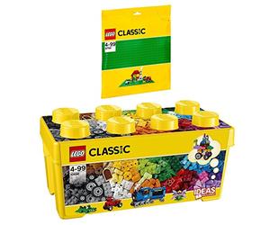 Lego Classic 2pcs. set 10696 10700 Medium Creative Brick Box + Baseplate Green