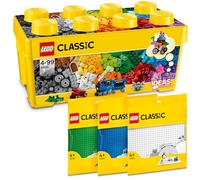LEGO Classic Building Blocks Box + Plates Green, Blue and White, Starter Set for Children from 4 Years
