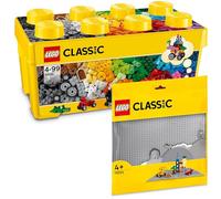 LEGO Classic Creative Brick Box Medium + Grey Base (10696 + 11024) Combination Set with Storage Box and Base Plate