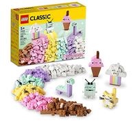 LEGO Classic Creative Pastel Fun Bricks Box 11028, Building Toys for Kids, Girls, Boys Ages 5 Plus with Models; Ice Cream, Dinosaur, Cat & More, Creative Learning Gift