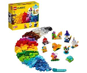 LEGO Classic Creative Transparent Bricks Building Set with Animal Figures including Lion and Turtle Toys, Gifts for 4 Plus Year Old Kids, Girls & Boys 11013