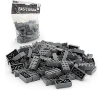 LEGO Classic Grey Bricks 2x4, 100 Pieces - Individual Grey Building Blocks in Bulk Pack, for LEGO Grey Baseplate and Box, Starter Set | Basic Bricks (3001) (Dark Grey)