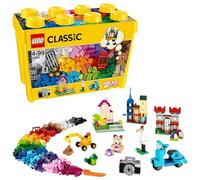 LEGO Classic Large Creative Brick Storage Box Set, Building Toys for 4 Plus Year Old Kids, Boys & Girls, Construction Toy with Windows, Doors, Wheels and Green Baseplate 10698
