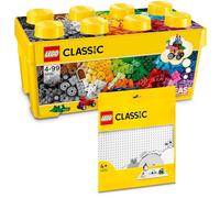 LEGO Classic Medium Building Brick Box + White Plate: Storage Boxes and Plates Bundle for Kids Ages 4 and Up
