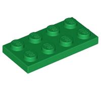 LEGO Construction Plate 2x4, Part 3020 (Green, 10, Bricks)