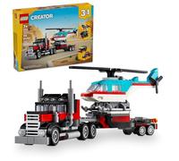 LEGO Creator 3 in 1 Flatbed Truck with Helicopter Toy, Transforms from Flatbed Truck Toy to Propeller Plane to Hot Rod and SUV Car Toys, Gift Idea for Boys and Girls Ages 7 Years Old and Up, 31146
