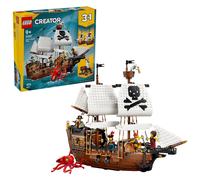 LEGO Creator 3 in 1 Iconic Pirate Ship Toy - Model Kit Transforms into a Castle or 2 Twin Boats - Kids' Room Decor Idea - Birthday Gift for 9+ Year Old Boys & Girls - 31387