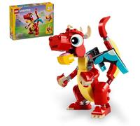 LEGO Creator 3 in 1 Red Dragon Toy, Transforms from Dragon Toy to Fish Toy to Phoenix Toy, Gift Idea for Boys and Girls Ages 6 and Up, Animal Toy Set for Kids, 31145