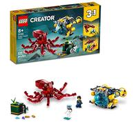 LEGO Creator 3 in 1 Sunken Treasure Mission Submarine Toy, Underwater Creatures Transform from Octopus tp Lobster to Manta Ray, Fun Sea Animal Figures, 31130