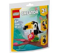 LEGO Creator 3-in-1 Tropical Toucan, 59 Pieces, Ages 6+, Building Paper Bag Set 30688