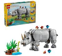 LEGO Creator 3 in 1 Wild Animals: Majestic Rhino with Birds Pretend Play Toy for Kids - Safari Toy Building Set for Girls & Boys Ages 9+ - Build