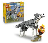 LEGO Creator 3 in 1 Forest Animals: Grey Wolf Toy - Animal Figure Transforms into a Falcon or Raccoon - DIY Room Decor Idea - Birthday Gift for 8+ Year Old Girls & Boys - 31393