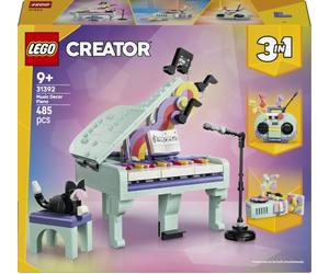 LEGO Creator 3in1 Music Decor Piano with Cat 31392 | Toys for 9+ Year Old Girls & Boys, Retro Model Transforms into Radio or Record Player, Room Decor, Birthday Gift, 485 Pieces