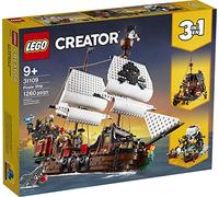 LEGO Creator 3in1 Pirate Ship 31109 Building Playset for Kids who Love Pirates and Model Ships, Makes a Great Gift for Children who Like Creative Play and Adventures, New 2020 (1,260 Pieces)